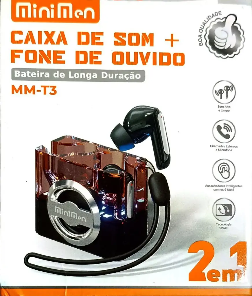 Fone de Ouvido MiniMen MM-T3 Caixa de Son + Fone de Ouvido
