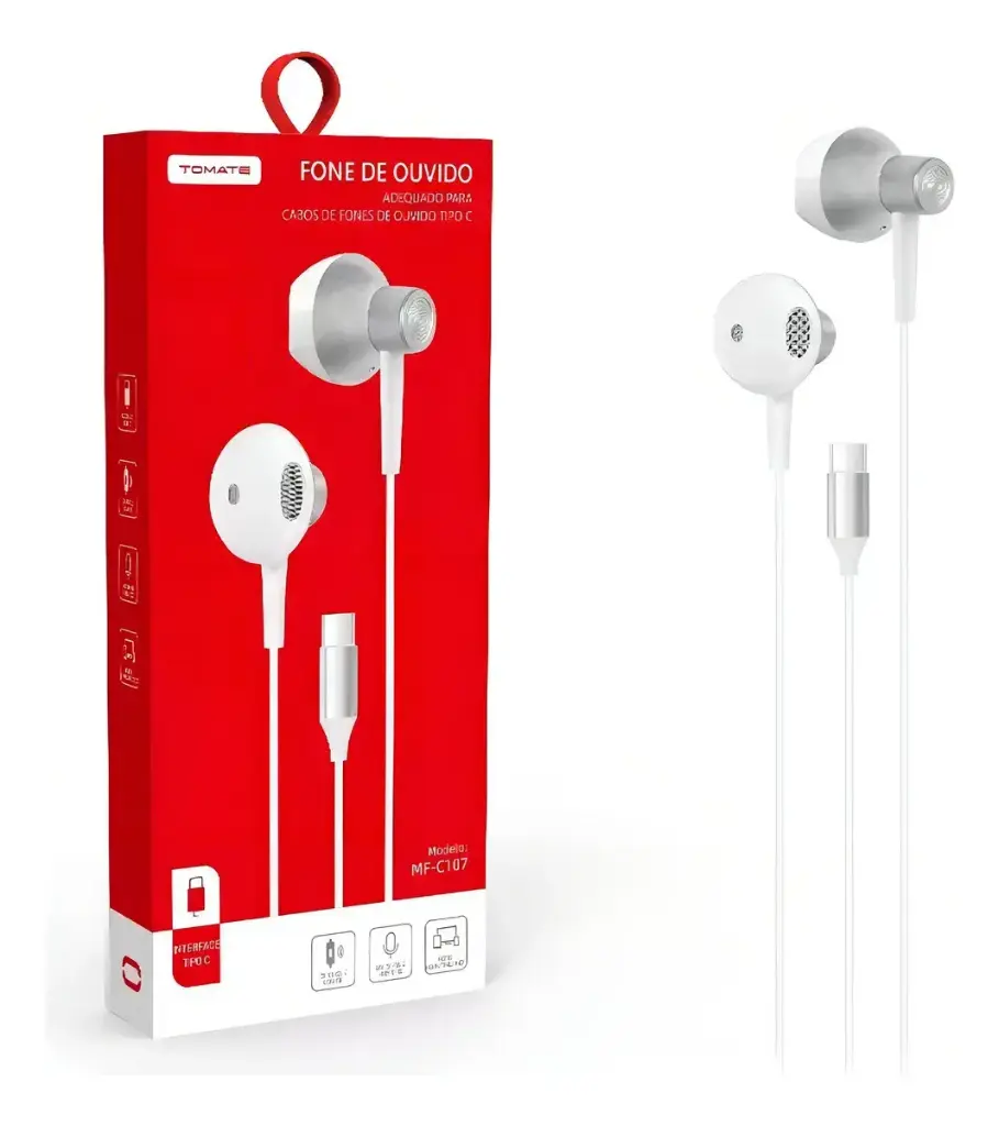 [MF-A101] Fone de Ouvido de cabo 3.5 mm Tomate