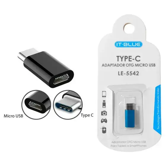 [LE-5542] ADAPTADOR OTG MICRO USB PARA USB TIPE-C 