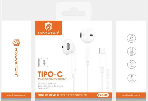 [P136] Fone De Ouvido H'maston EAR-02 Para Tipo-c